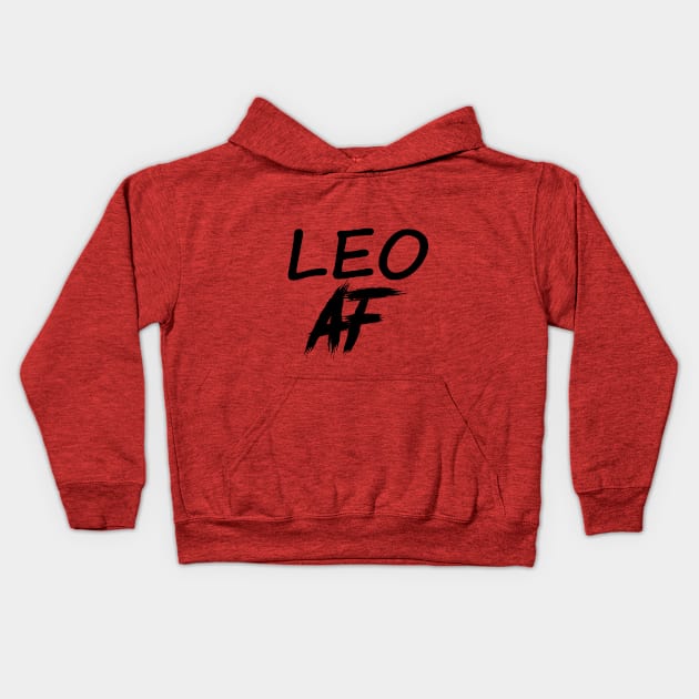 LEO AF BLACK Kids Hoodie by Everyday Magic